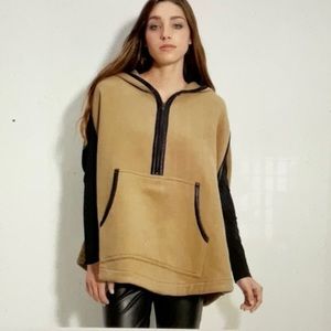 Trouvé Wool Blend Cape / Poncho With Leather Trim